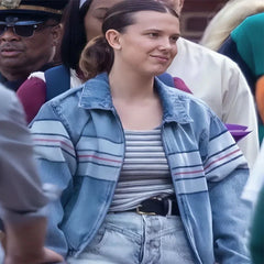 The Electric State Millie Bobby Brown Stripe Denim Jacket