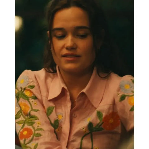 The White Lotus S03 Sarah Catherine Pink Embroidered Shirt