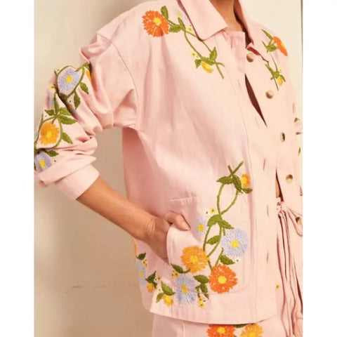 The White Lotus S03 Sarah Catherine Pink Embroidered Shirt