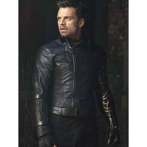 Thunderbolts 2025 Sebastian Stan Black Leather Jacket