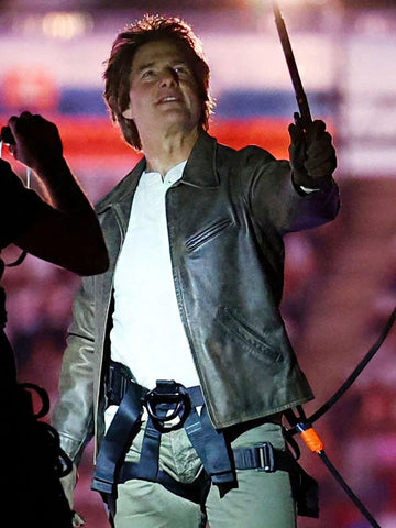 Tom Cruise Paris Olympics 2024 Brown Jacket