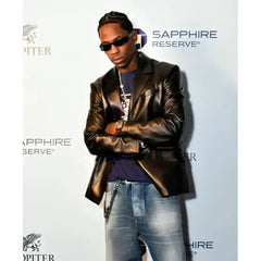 Travis Scott Joopiter Dinner Black Leather Blazer