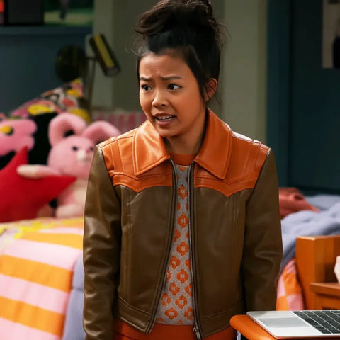 Jiwon Lee Vampirina Teenage Vampire Brown Leather Jacket