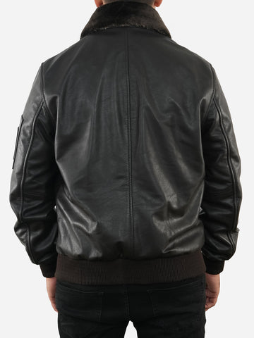 Phillip Vintage Black Bomber Leather Jacket