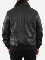 Phillip Vintage Black Bomber Leather Jacket
