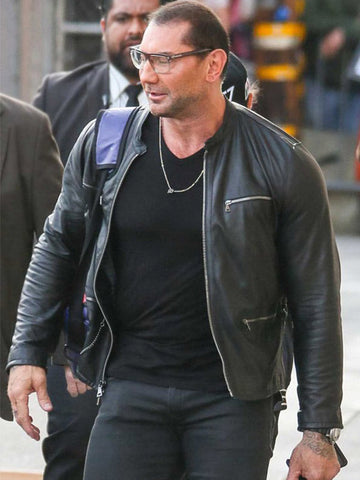 WWE Wrestler Dave Batista Black Leather Jacket