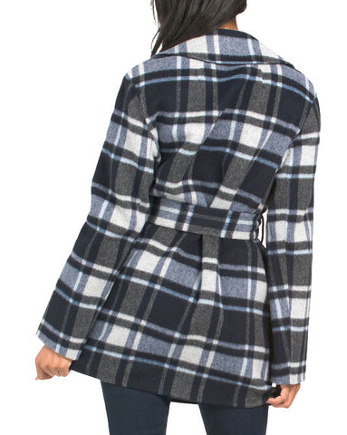 Theory Women's Belted Overlay Multi Alps Plaid