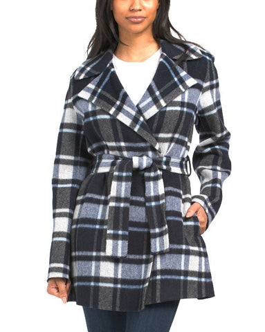 Theory Women's Belted Overlay Multi Alps Plaid