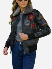 Juliana Air Force Leather Bomber Jacket