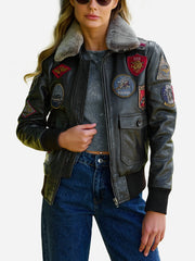Juliana Air Force Leather Bomber Jacket