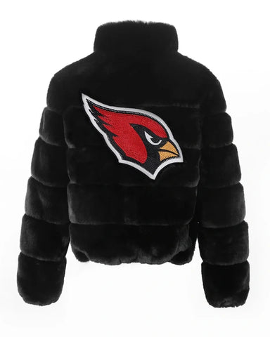 Women’s Arizona Cardinals Black Faux Fur Full-Zip Bomber Jacket