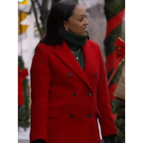 Yes Chef! Christmas 2023 Tia Mowry Red Coat