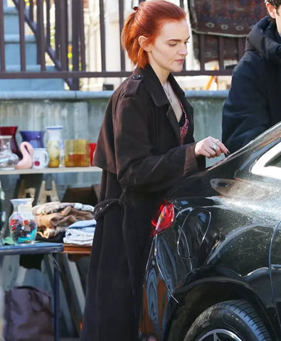 You S05 Madeline Brewer Suede Leather Coat
