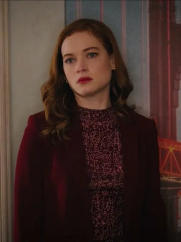 Zoey’s Extraordinary Playlist S2 Jane Levy Maroon Velvet Blazer