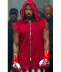 Michael B Jordan Creed II Red Hoodie Vest