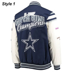 Super Bowl 5x Champions Dallas Cowboys Navy/White Varsity Jacket