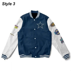Super Bowl 5x Champions Dallas Cowboys Navy/White Varsity Jacket