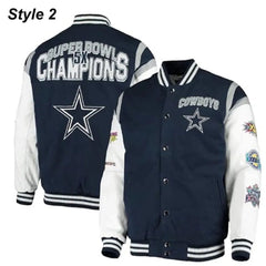 Super Bowl 5x Champions Dallas Cowboys Navy/White Varsity Jacket