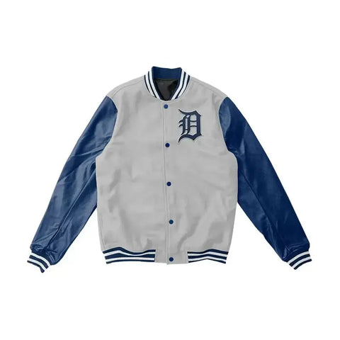 Letterman Detroit Tigers Blue and Grey Jacket