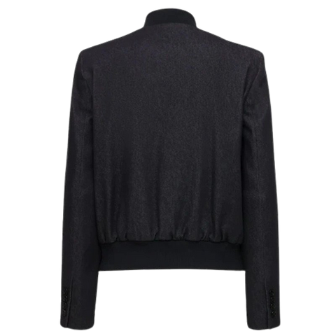 Zipper Cotton Bomber Jacket Women, Black