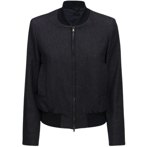 Zipper Cotton Bomber Jacket Women, Black