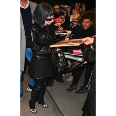 Lady Gaga Stuns in Leather jacket