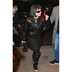 Lady Gaga Stuns in Leather jacket
