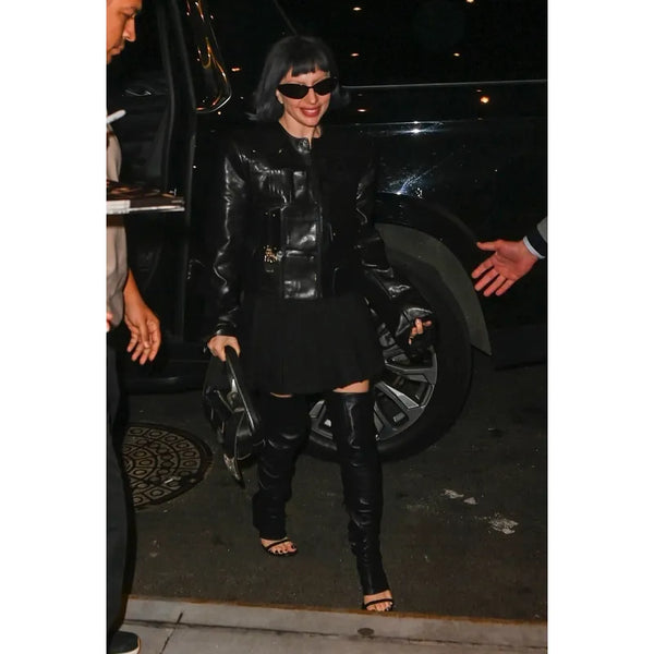 Lady Gaga Stuns in Leather jacket