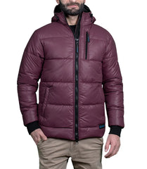 Men's Maroon Hooded Puffer Jacket