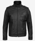 Mens Cafe Racer Style Matte Black Leather Jacket