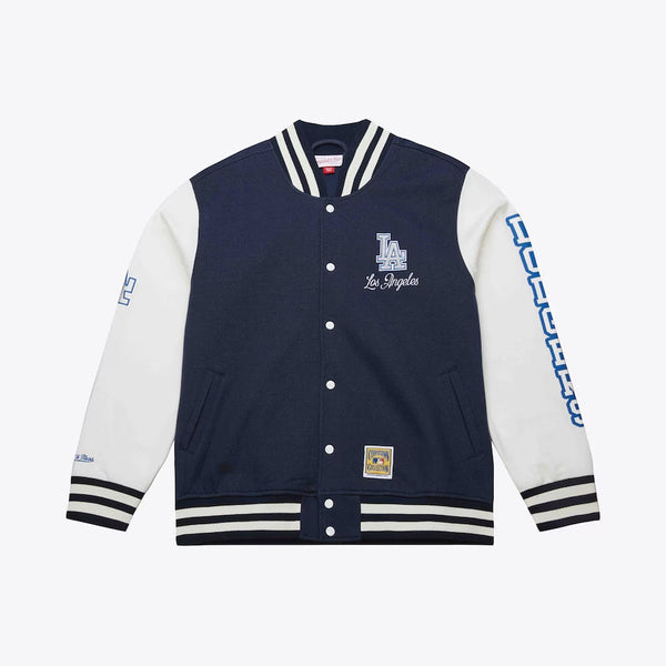 Men's Navy Los Angeles Dodgers Washed Fleece Varsity Jacket