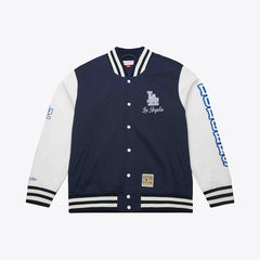 Men's Navy Los Angeles Dodgers Washed Fleece Varsity Jacket