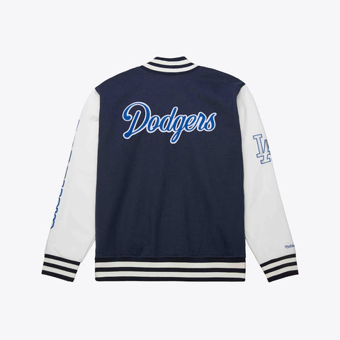 Men's Navy Los Angeles Dodgers Washed Fleece Varsity Jacket