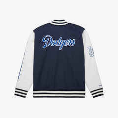 Men's Navy Los Angeles Dodgers Washed Fleece Varsity Jacket