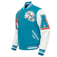 Miami Dolphins Mashup Aqua/White Classic Rib Varsity Jacket