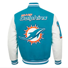 Miami Dolphins Mashup Aqua/White Classic Rib Varsity Jacket