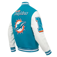Miami Dolphins Mashup Aqua/White Classic Rib Varsity Jacket