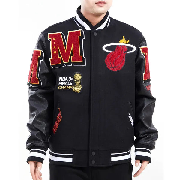 Miami Heat Mashup Black Varsity Jacket