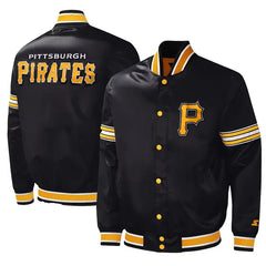 Pittsburgh Pirates Midfield Black Varsity Satin Jacket