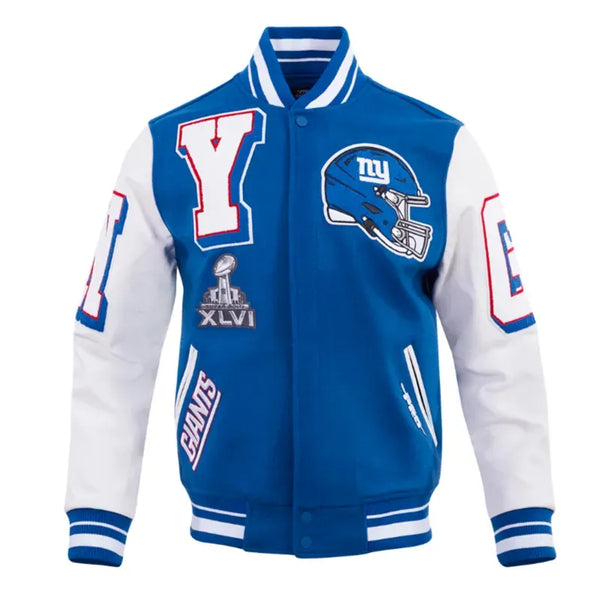 NY Giants Mashup Rib Blue Varsity Jacket