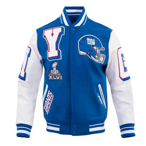 NY Giants Mashup Rib Blue Varsity Jacket