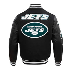 NY Jets Mashup Rib Black Varsity Wool Jacket