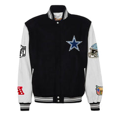 Jeff Hamilton Black Dallas Cowboys Wool Varsity Jacket