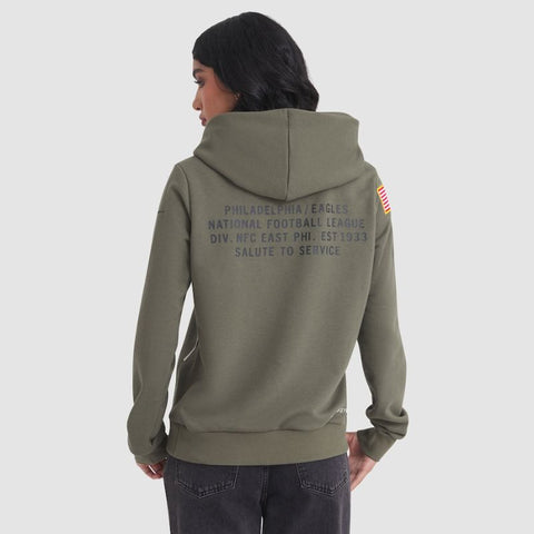 Philadelphia Eagles Olive 2025 Salute to Service Sideline Hoodie