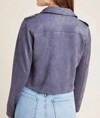 13 Reasons Why Alisha Boe Biker Suede Jacket