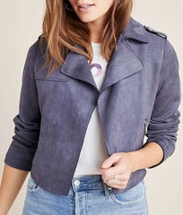 13 Reasons Why Alisha Boe Biker Suede Jacket