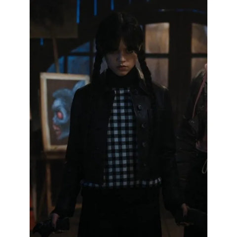 Wednesday TV Series Addams Black Leather Jacket