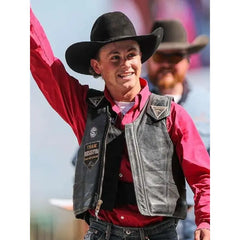 NFR Las Vegas Logan Hay Black Leather Vest