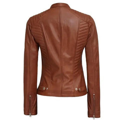 Olivia Plath Welcome to Plathville Cognac Leather Jacket