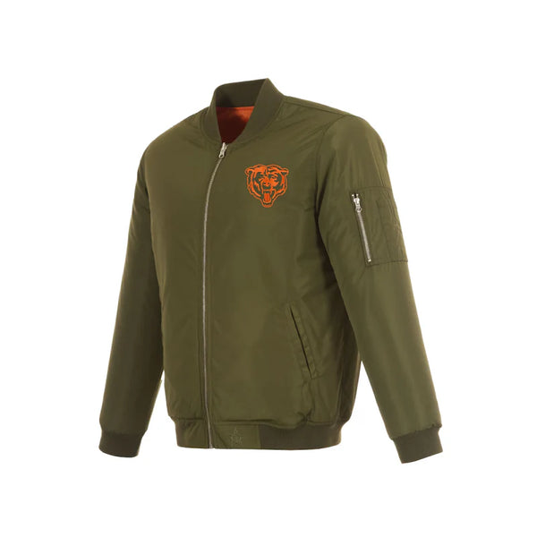 Chicago Bears Reversible Olive Bomber Jacket